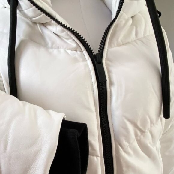 Marc New York Performance Vegan Leather Puffer Jacket Winter White Size Medium - Picture 15 of 17